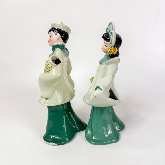 Florence Ceramics California Chinese Boy and Girl Green Ceramic Figurines - Picture 5 of 7